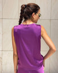 TOP SPALLA LARGA NORA IN SATIN SICILIA