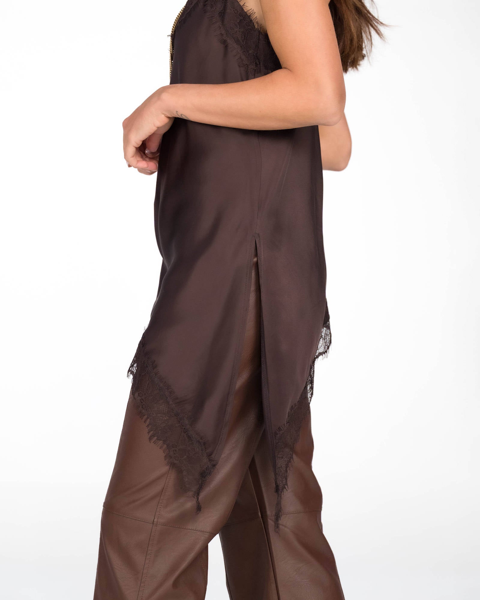 TOP ARIETE IN SATIN MORO