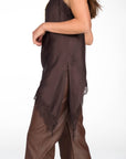 TOP ARIETE IN SATIN MORO
