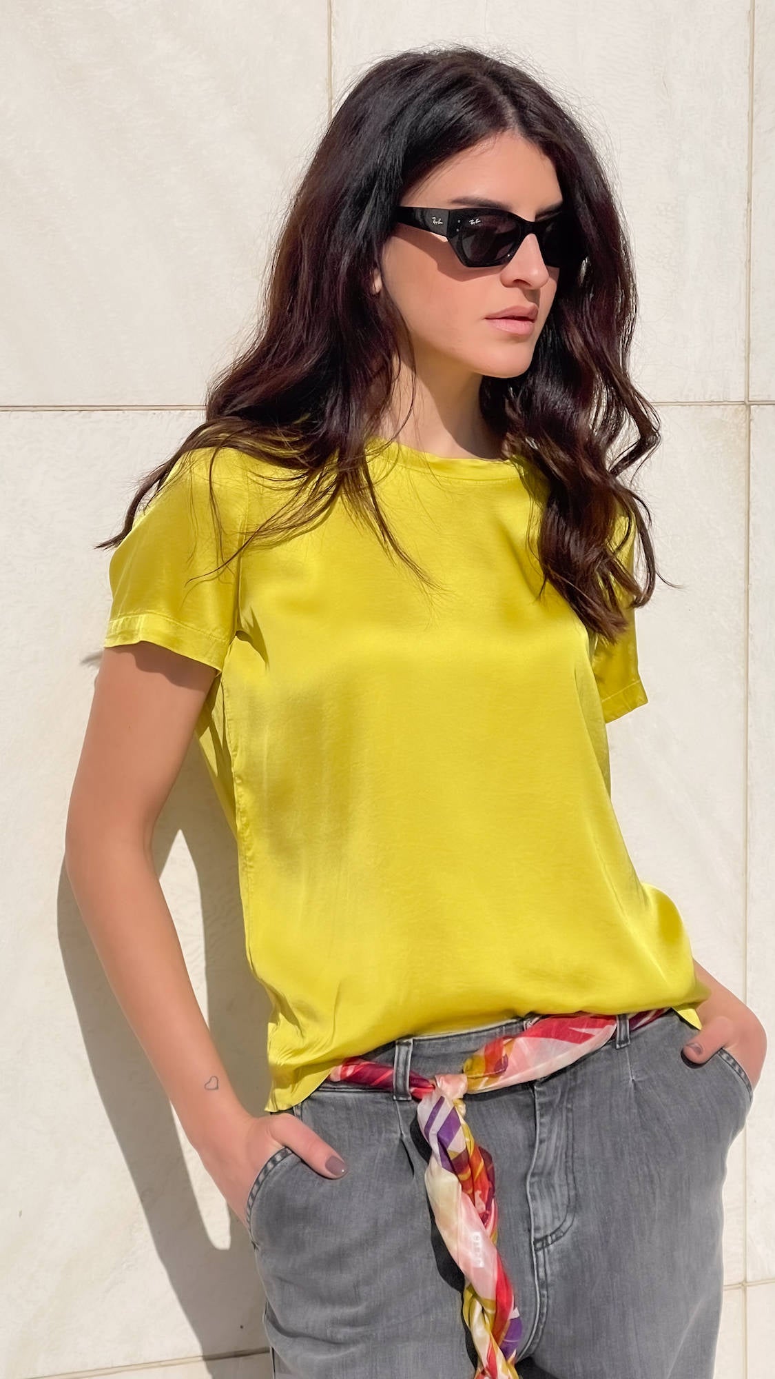 T-SHIRT SATIN NORA ACACIA