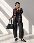 CAMICIA CHECK LORA NERO ROSSO