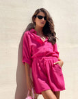 SHORT IBIZA IN GARZA DI COTONE FUCSIA