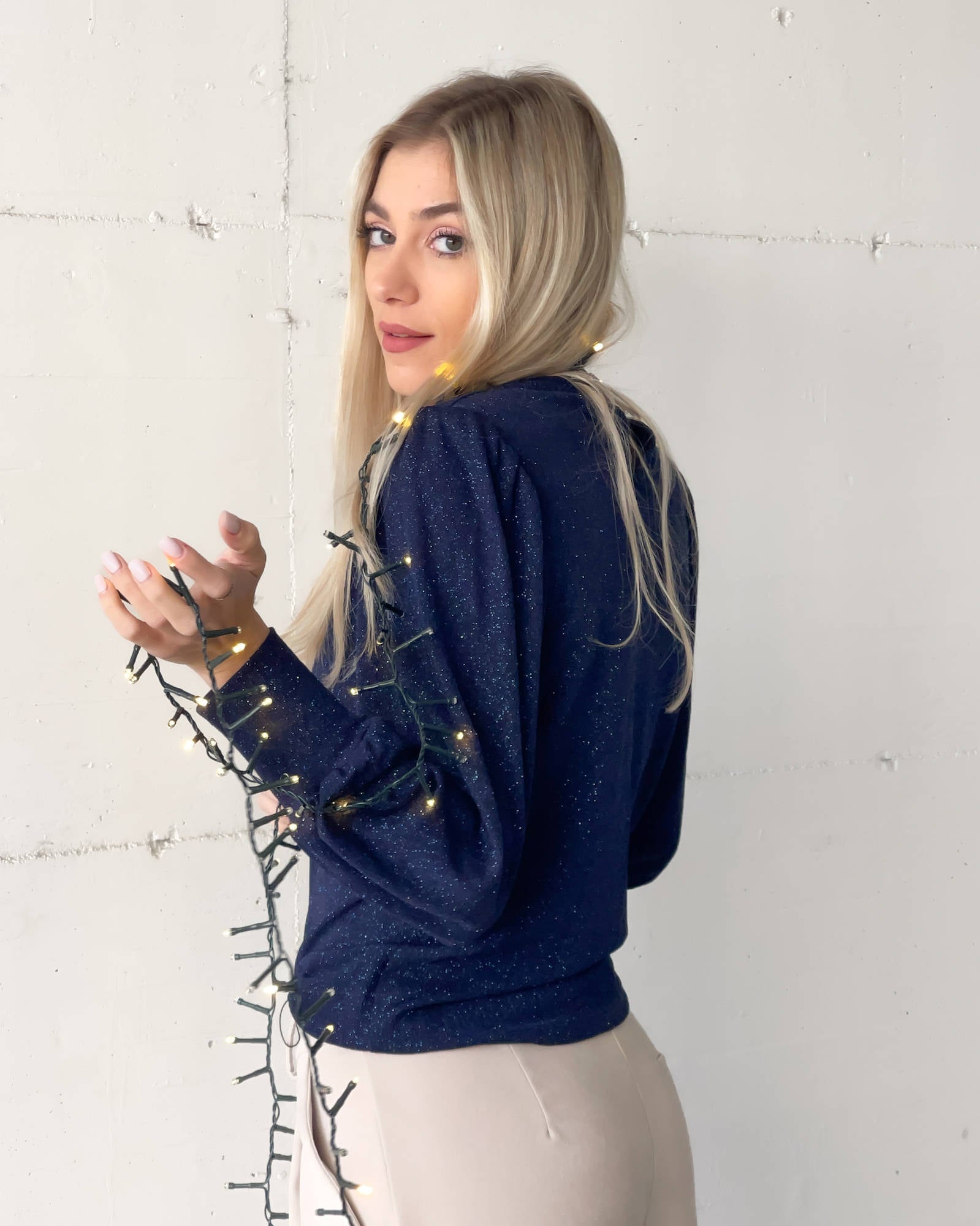 TOP CON SPALLINE ANASTASIA BLU NOTTE