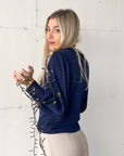TOP CON SPALLINE ANASTASIA BLU NOTTE