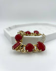 BRACCIALE CON PIETRE ROSSO
