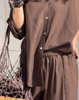 PANTALONE IN LINO VISCOSA MISTRAL CHOCO