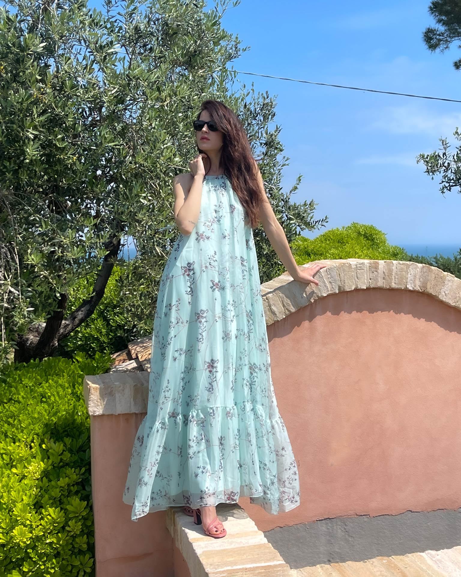 LONG DRESS SICILY ACQUAMARINA