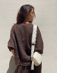 BLUSA PIPER FIOCCO IN LINO CAFFE'