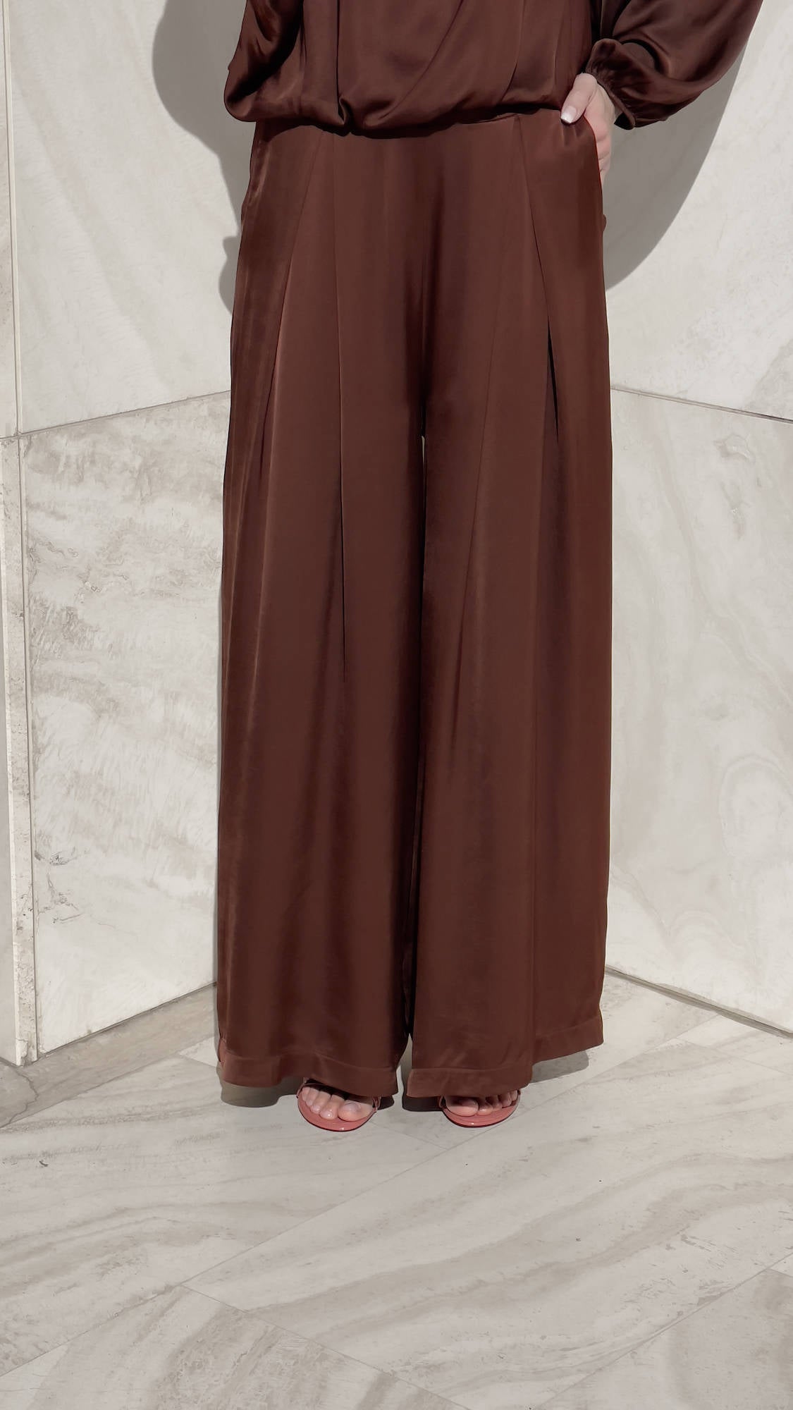 PANTALONE SATIN JADE' CHOCO