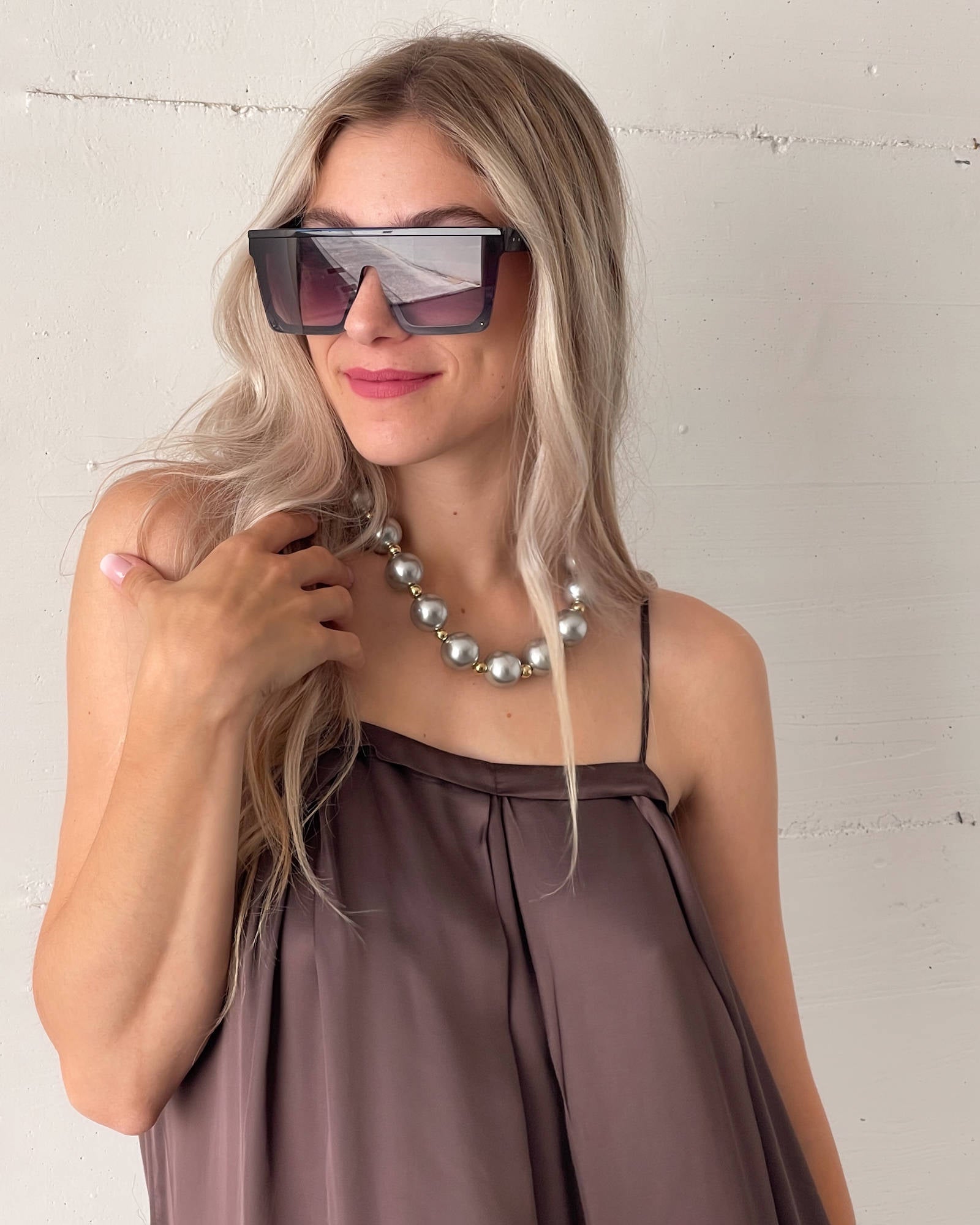 COLLANA GIROCOLLO PERLE GRIGIO