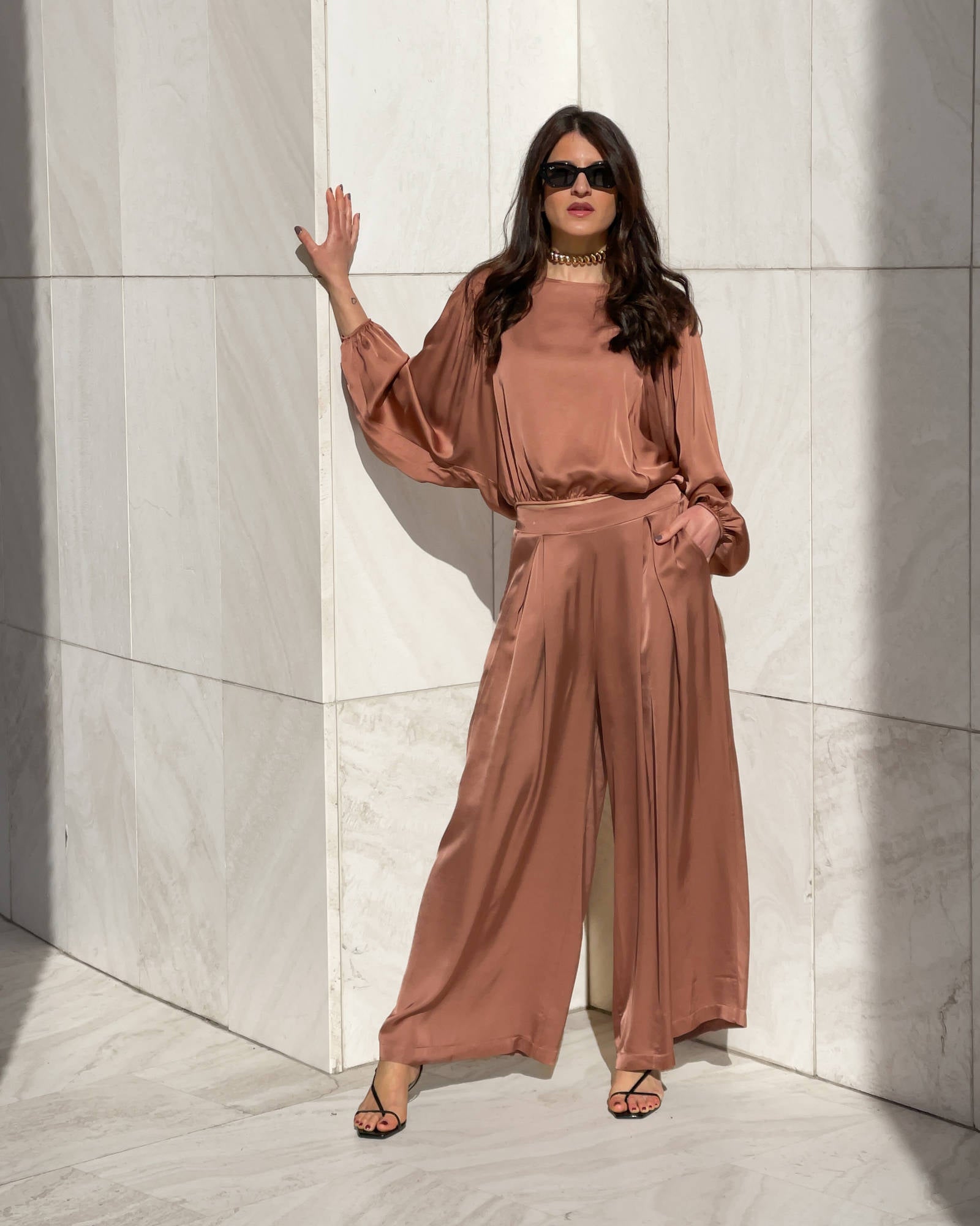 BLUSA SATIN JADE' CASTAGNA