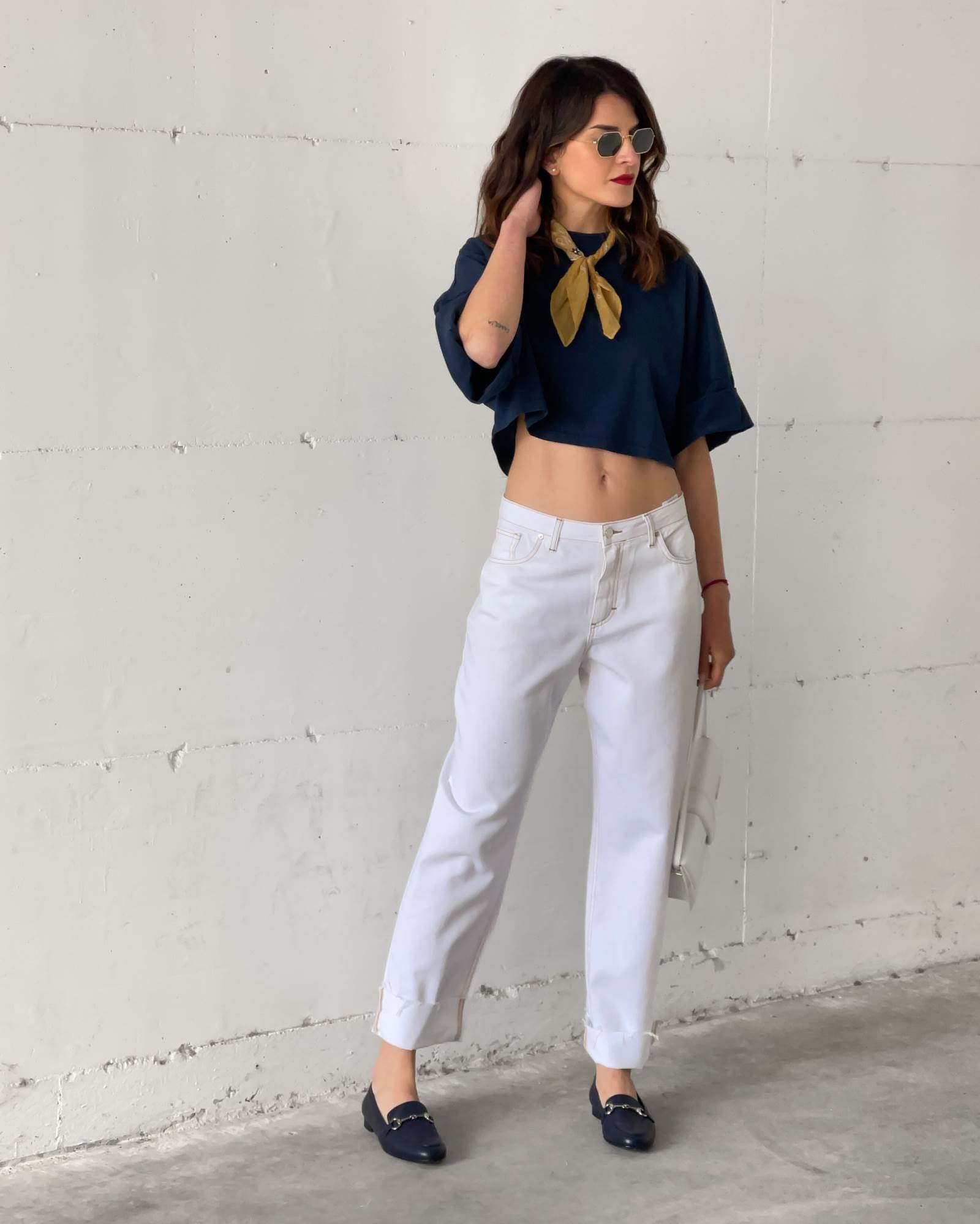 DENIM DELIGHT BIANCO CUCITURE TABACCO