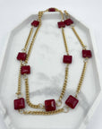 COLLANA LUNGA CON PIETRE ROSSO