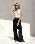 TOP NORA IN SATIN BURRO
