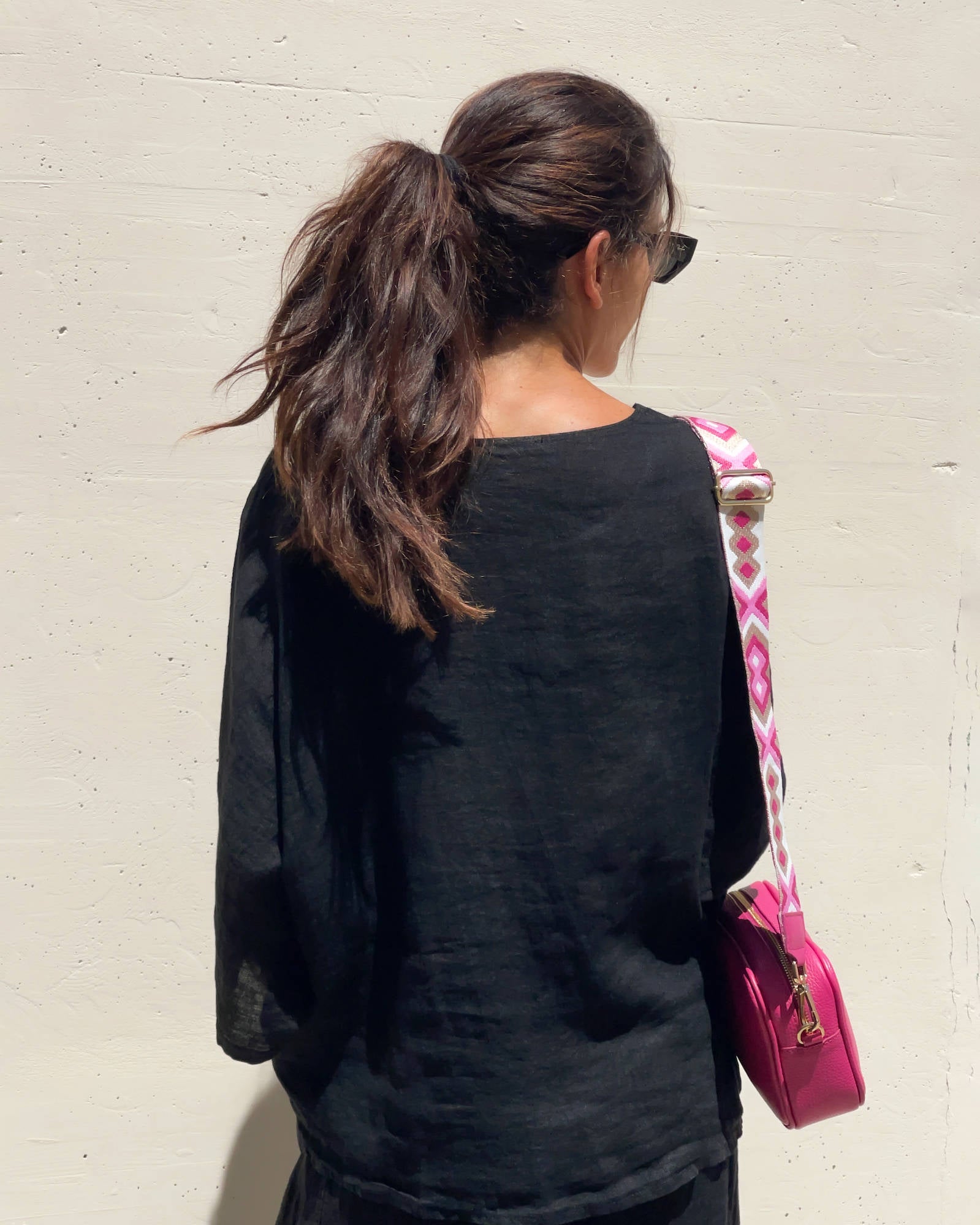 BLUSA PIPER FIOCCO IN LINO NERO