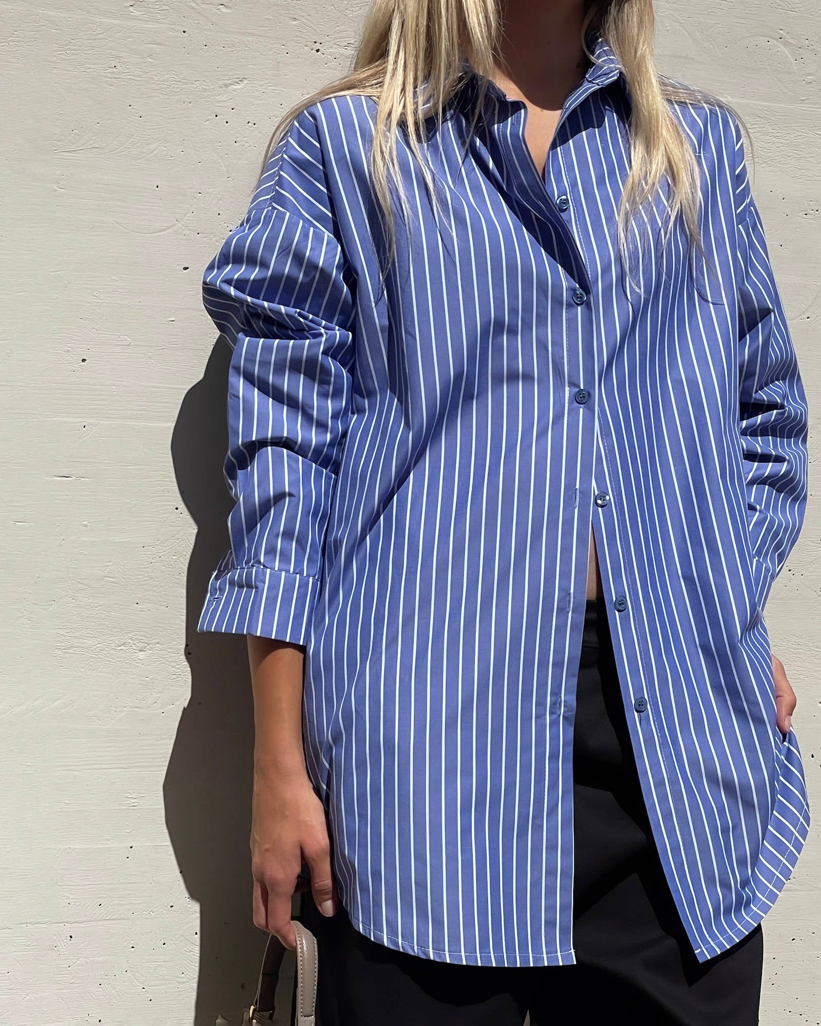 CAMICIA HEATHER RIGA BLU