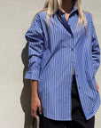 CAMICIA HEATHER RIGA BLU