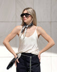 FOULARD IN SETA E COTONE POIS NERO