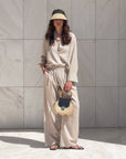 PANTALONE IN LINO VISCOSA MISTRAL SABBIA