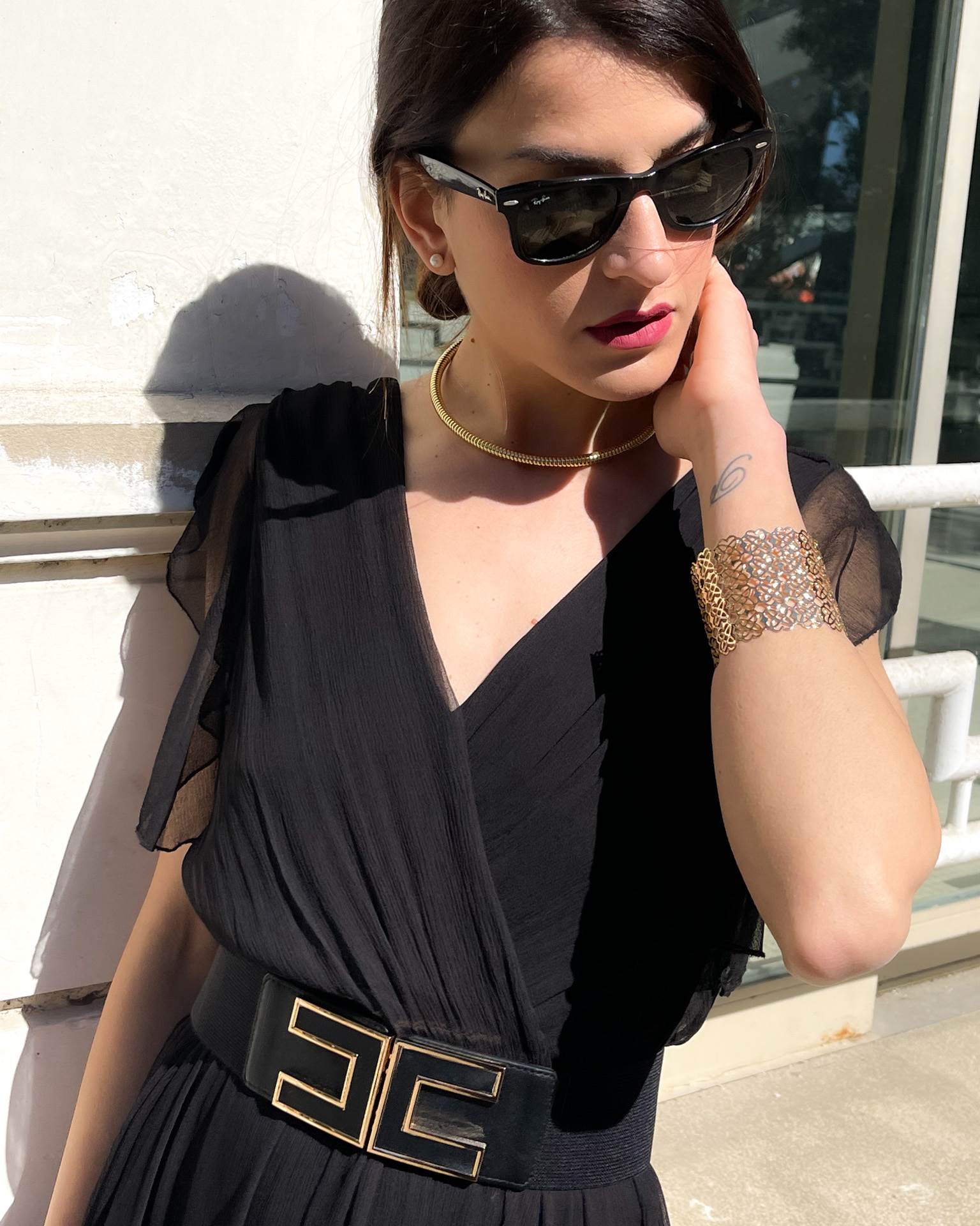 LONG DRESS VIENNA IN CREPON NERO