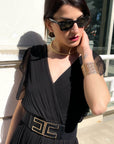 LONG DRESS VIENNA IN CREPON NERO