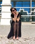 LONG DRESS VIENNA IN CREPON NERO