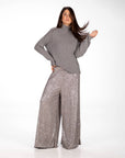 PANTA PALAZZO PAILLETTES JOSIE ARGENTO