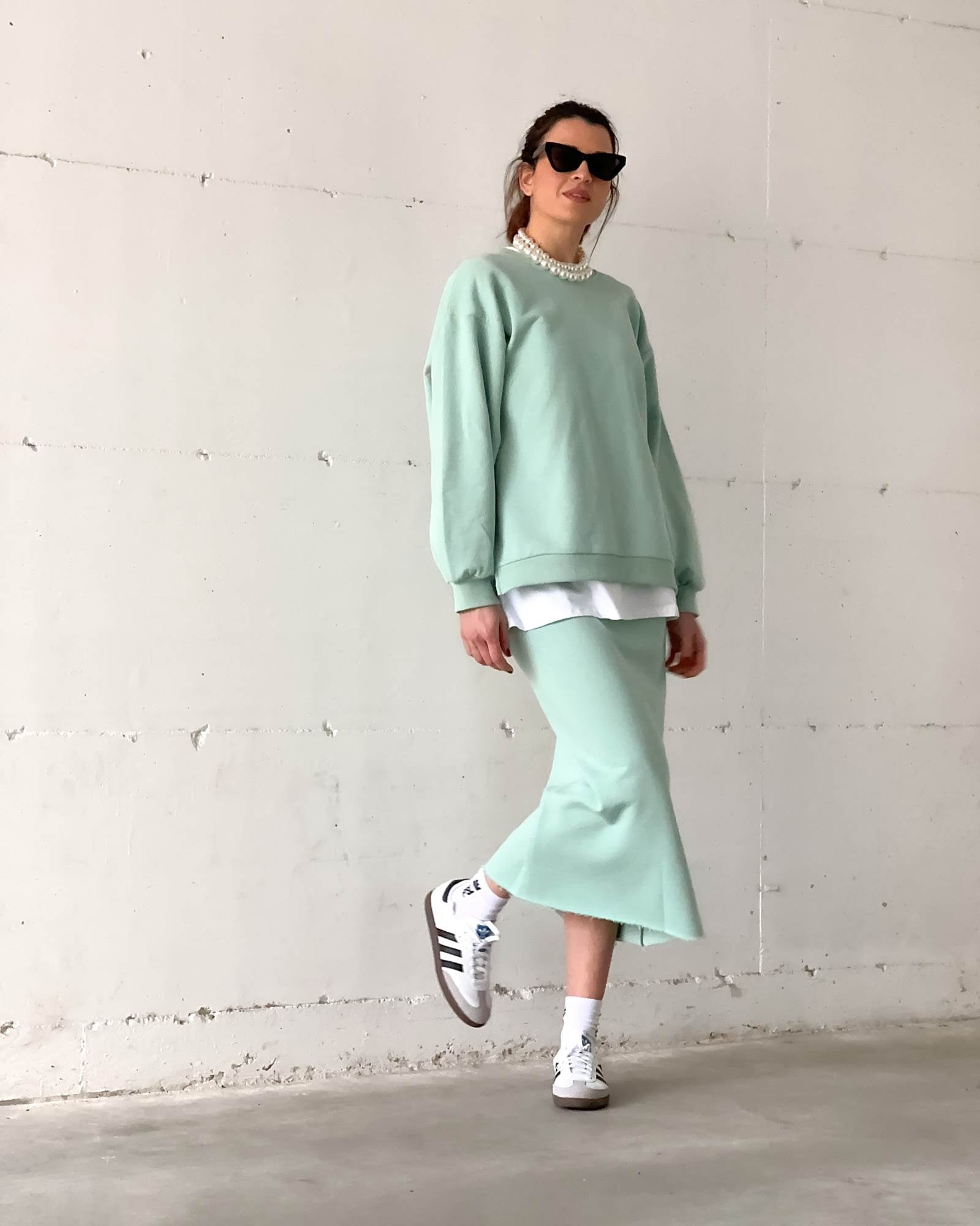 GONNA IN FELPA GINNY VERDE ACQUA