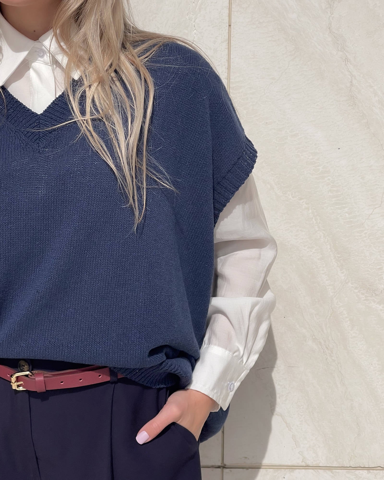 GILET IN MAGLIA LEXA BLU