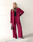 OVERSIZED DAMIAN TROUSERS CHERRY