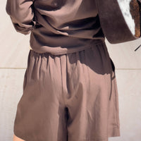 BERMUDA IN LINO VISCOSA MISTRAL CHOCO
