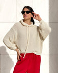 MAGLIA OVER CAPPUCCIO AMOUR PANNA