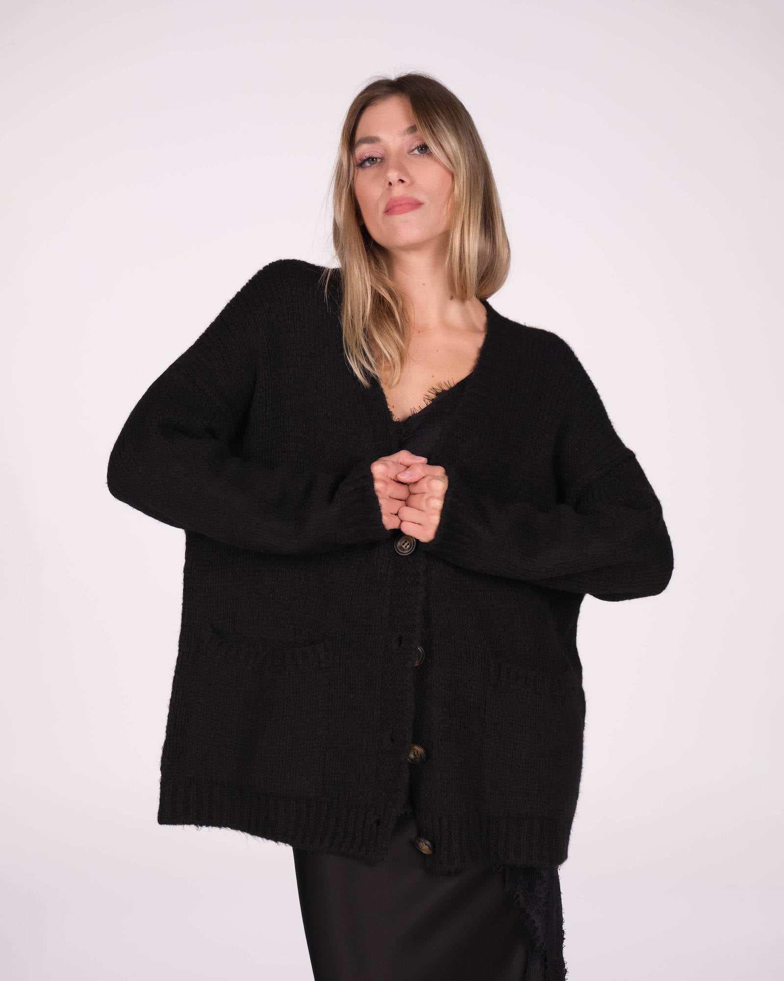 CARDIGAN ASTRAT NERO