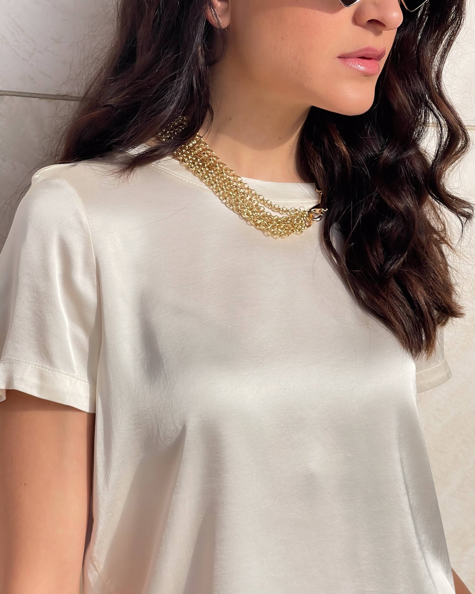 T-SHIRT SATIN NORA BURRO