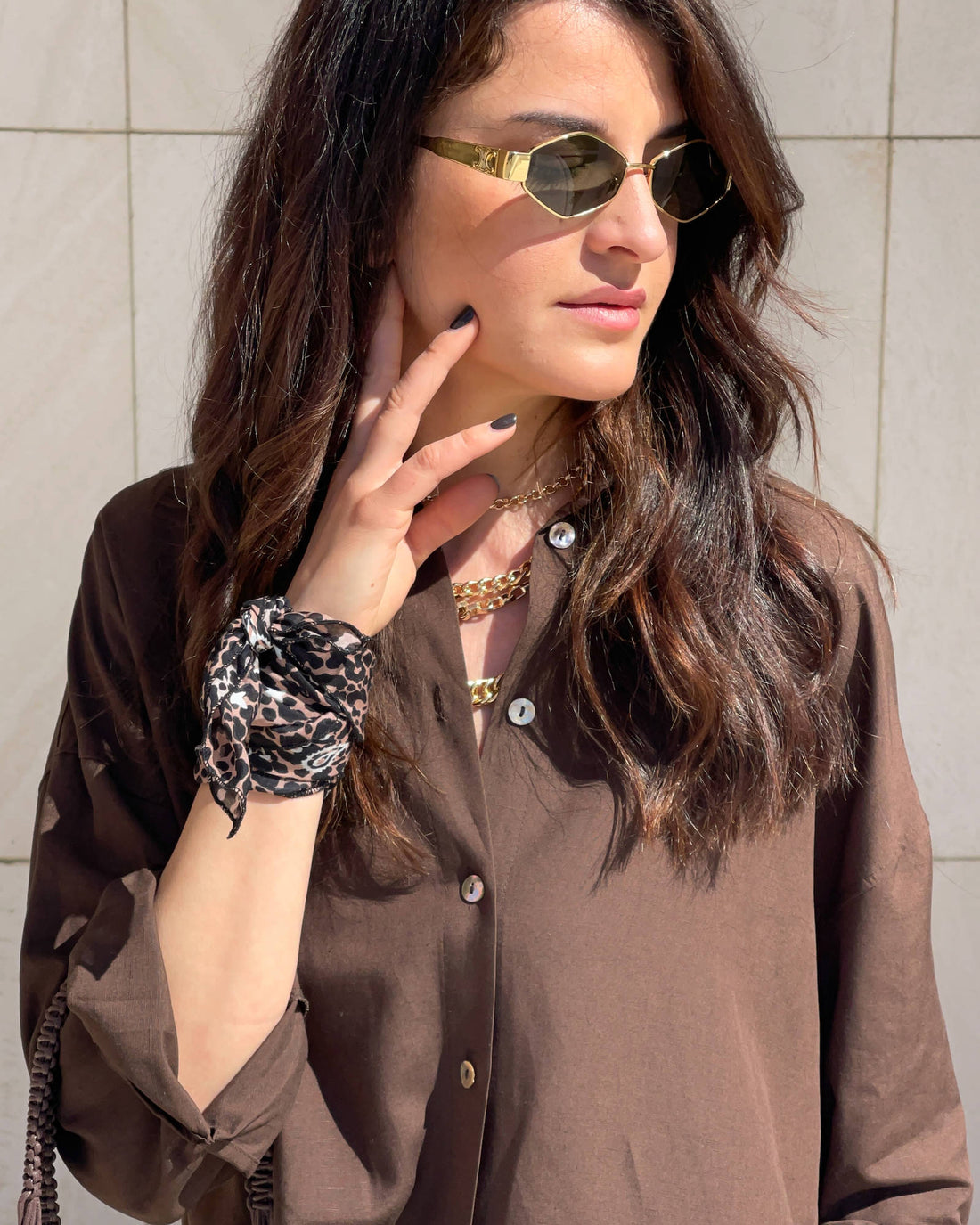 CAMICIA IN LINO VISCOSA MISTRAL CHOCO