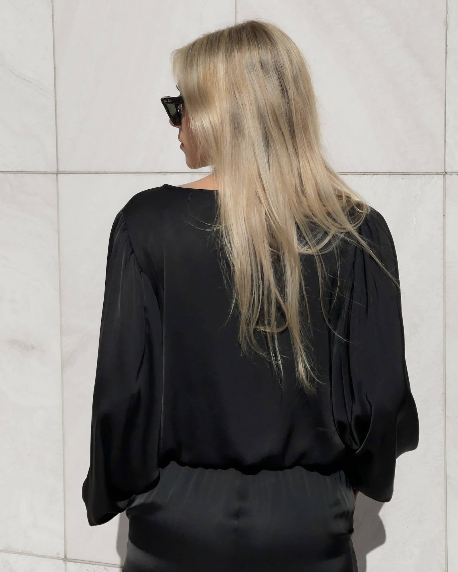 BLUSA SATIN JADE' NERO