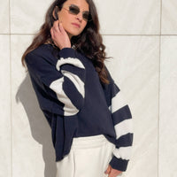 MAGLIA IN FILO RUBINA BLU PANNA