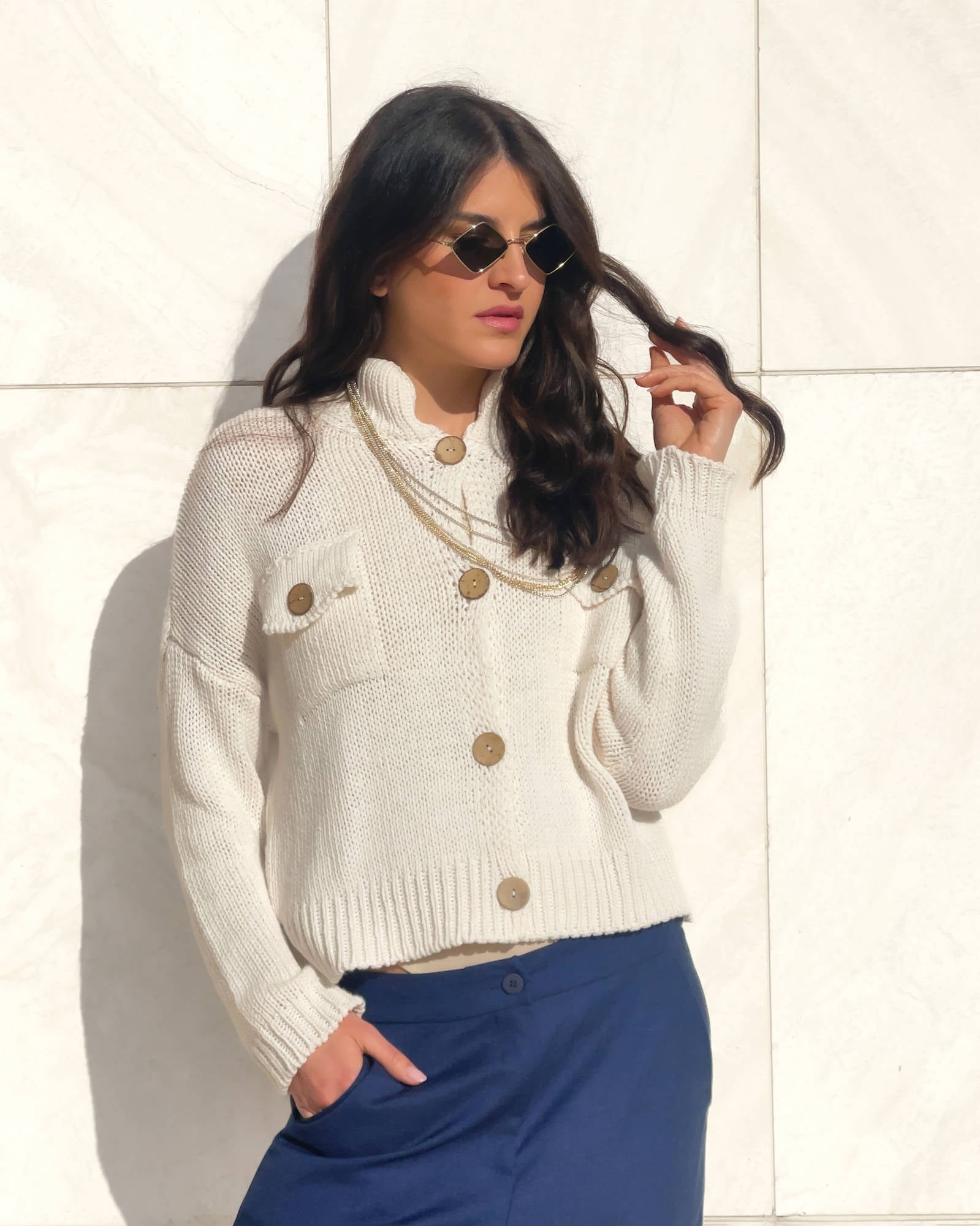 CARDIGAN IN MAGLIA ENNYE PANNA