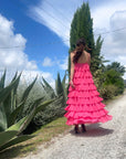 LONG DRESS AURORA HOT CORAL