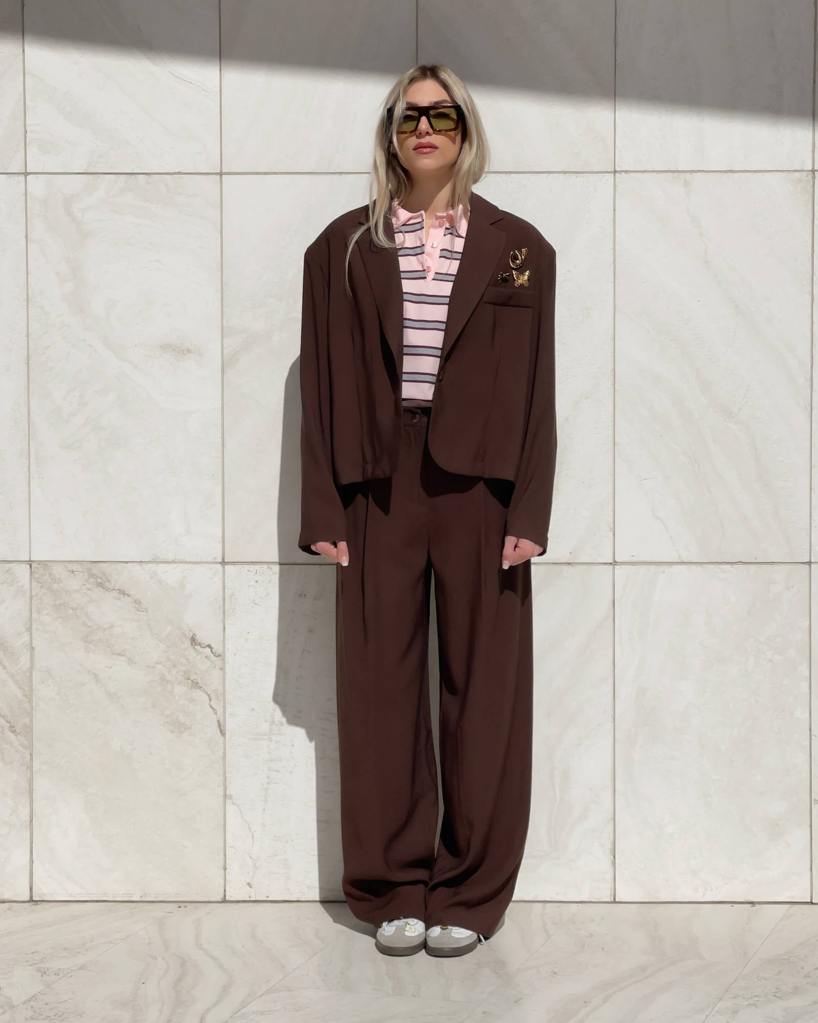 BLAZER CROPPED MEDLEY CHOCO