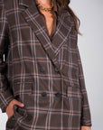 GIACCA OVER CHECK GALLES BROWN BLU