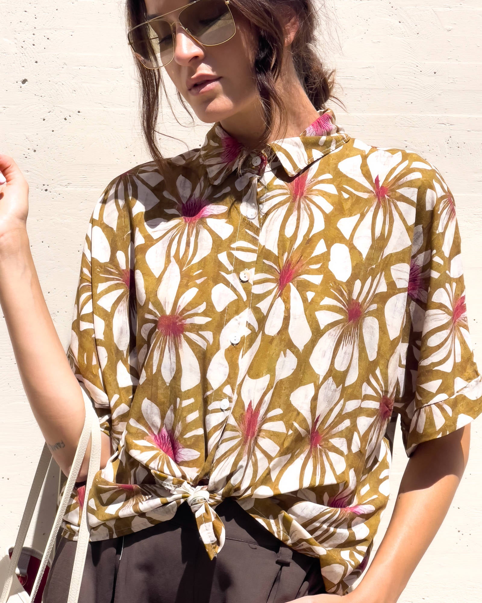 CAMICIA LEONA IN POPELINE DI VISCOSA OLIO