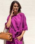 BLUSA PIPER FIOCCO IN LINO ORCHIDEA