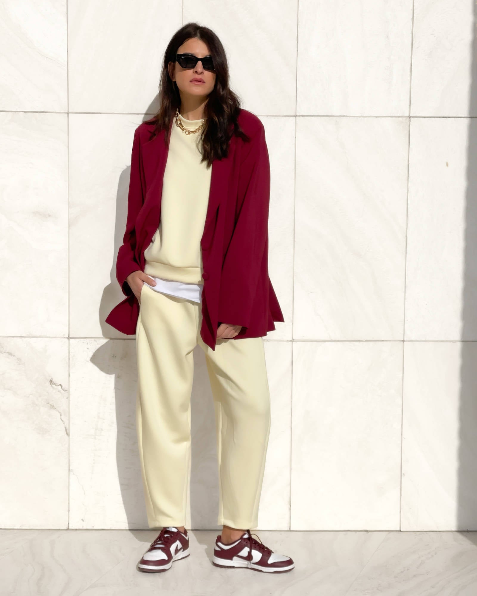 OVERSIZED DAMIAN BLAZER CHERRY