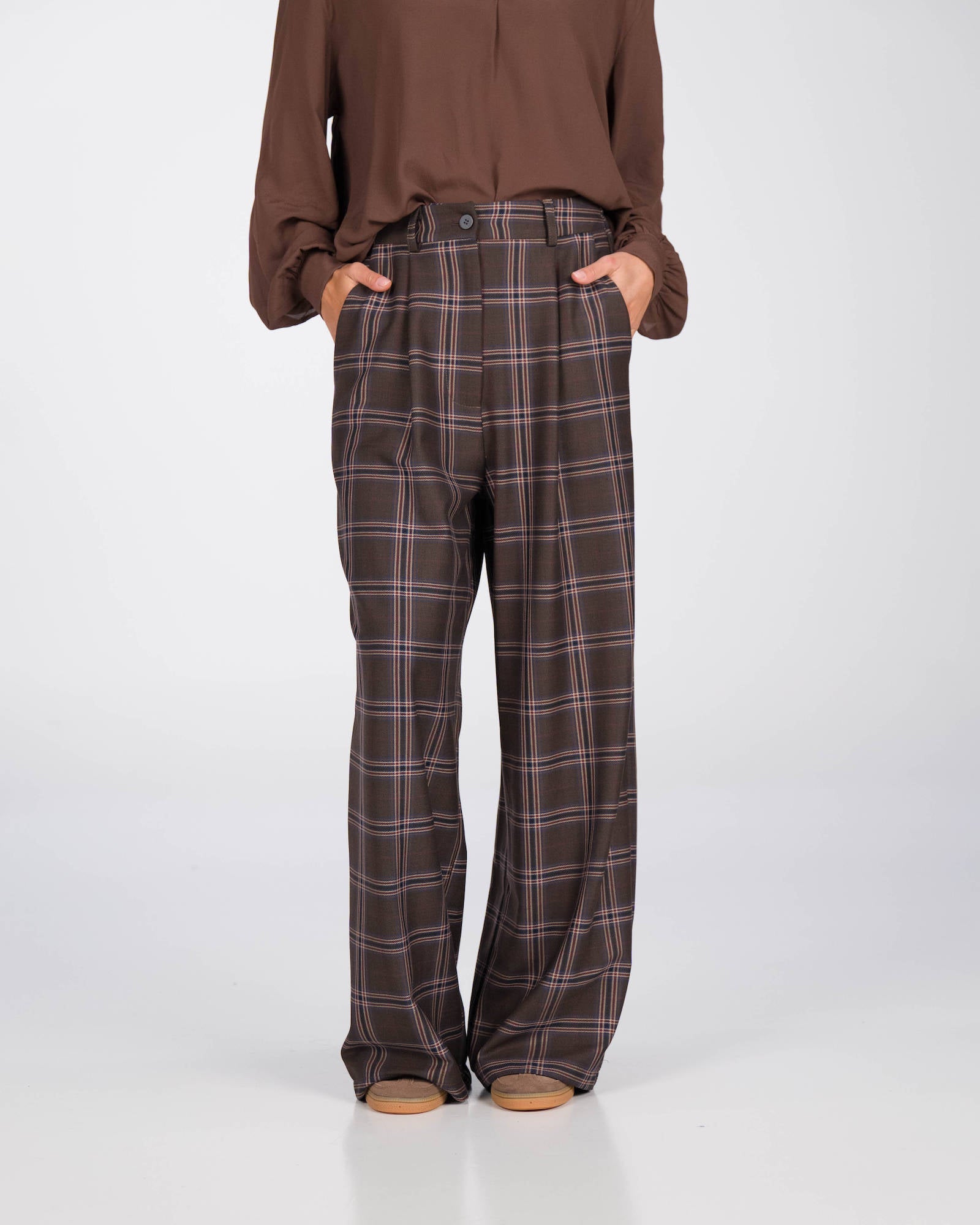 PANTALONE ANDREA CHECK GALLES BROWN BLU
