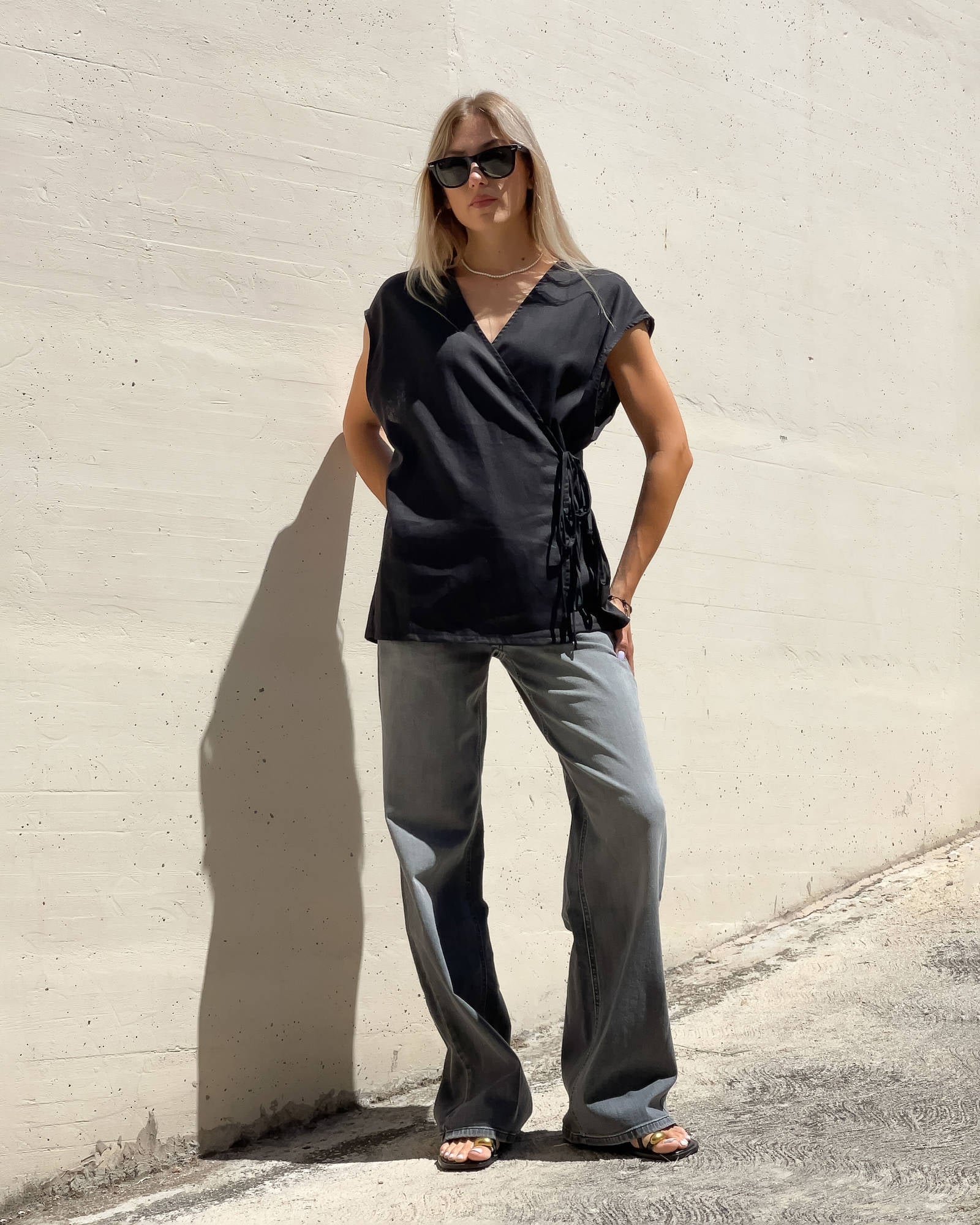 BLUSA INCROCIO DORIS NERO