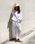 BLUSA PIPER FIOCCO IN LINO BIANCO