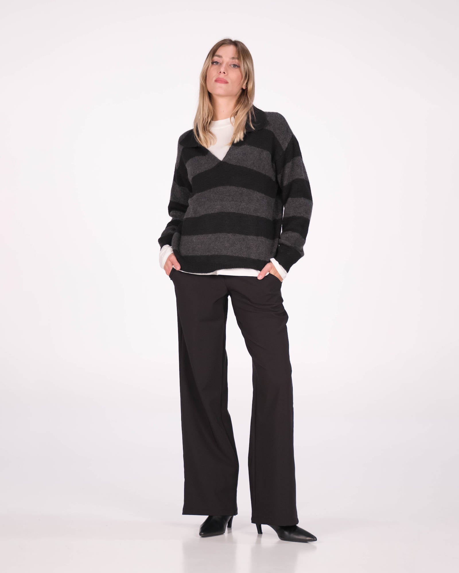 PULL JENNY NERO GRIGIO