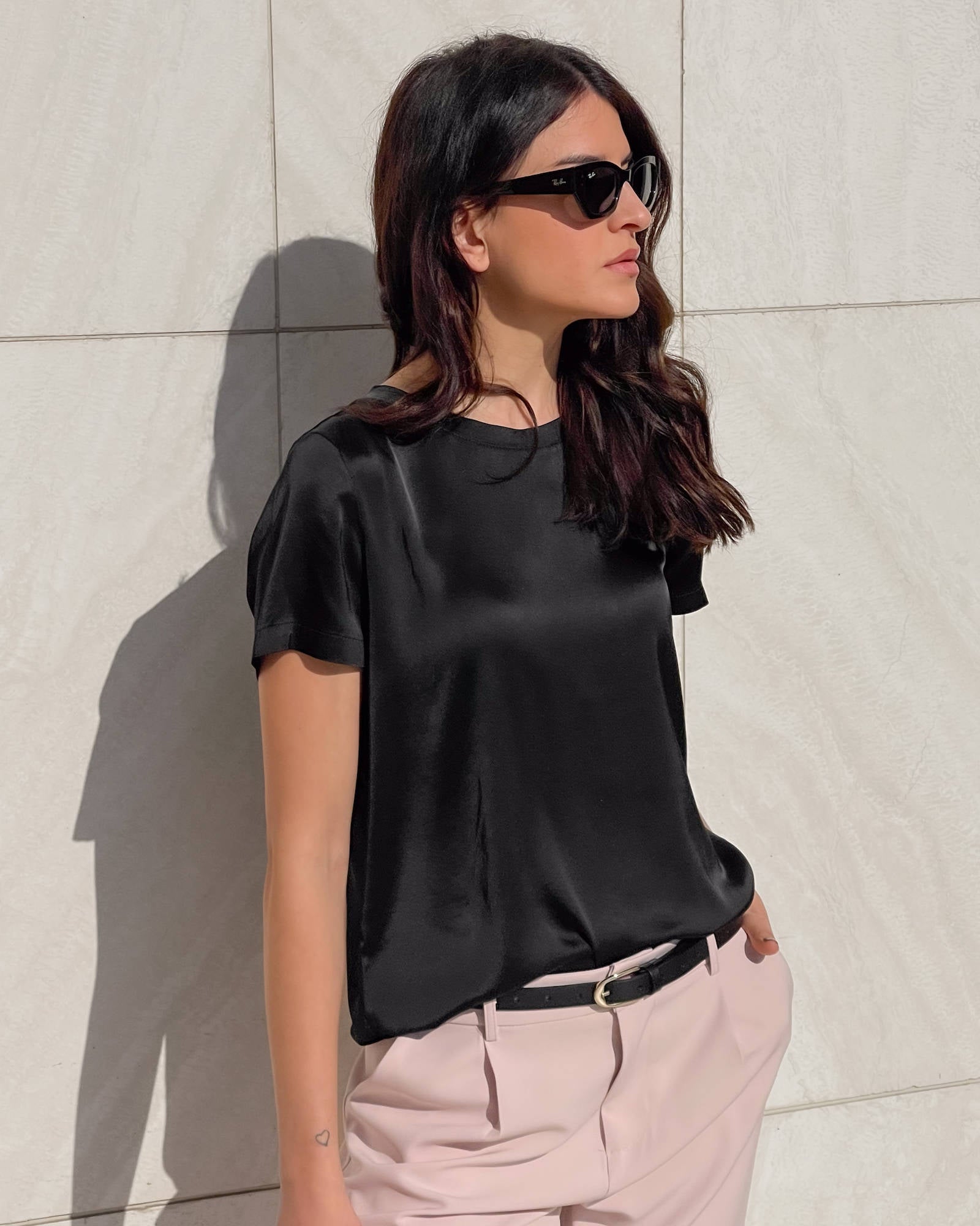 T-SHIRT SATIN NORA NERO