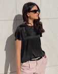 T-SHIRT SATIN NORA NERO